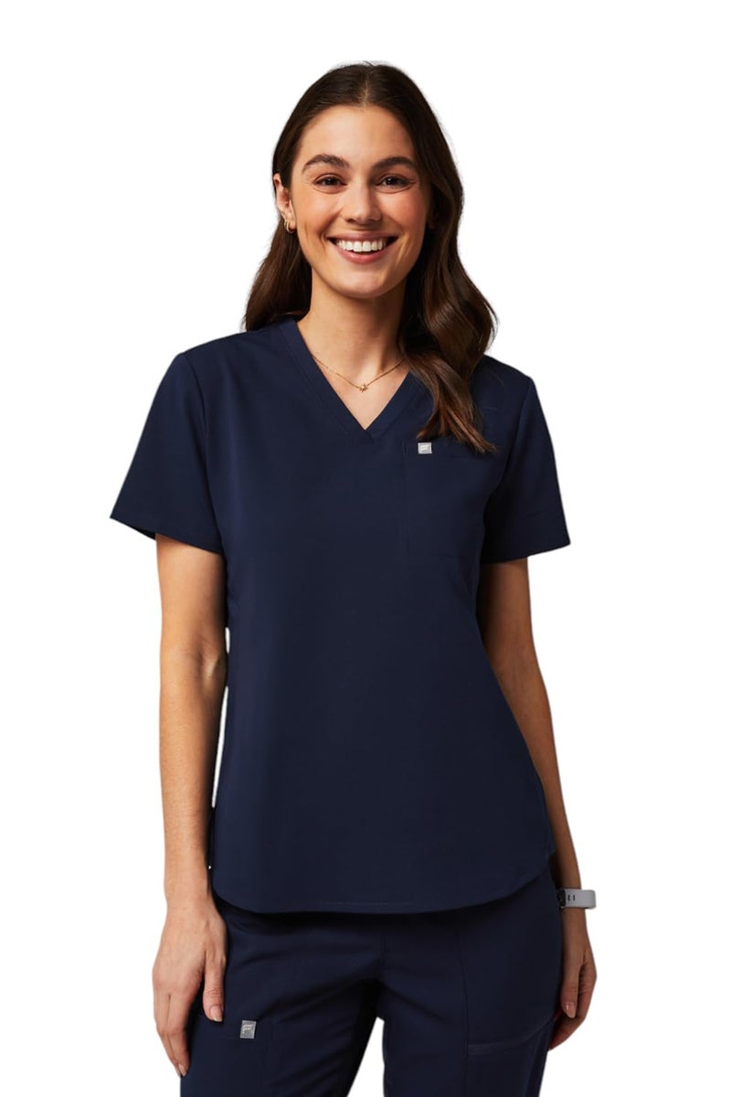 Fabletics Women's Vital 1-Pocket Scrub Top - MotionTech, Wrinkle-Resist, Chest Pocket, Anti-Shrink, Semi-Slim Fit, M, Navy - Image 1