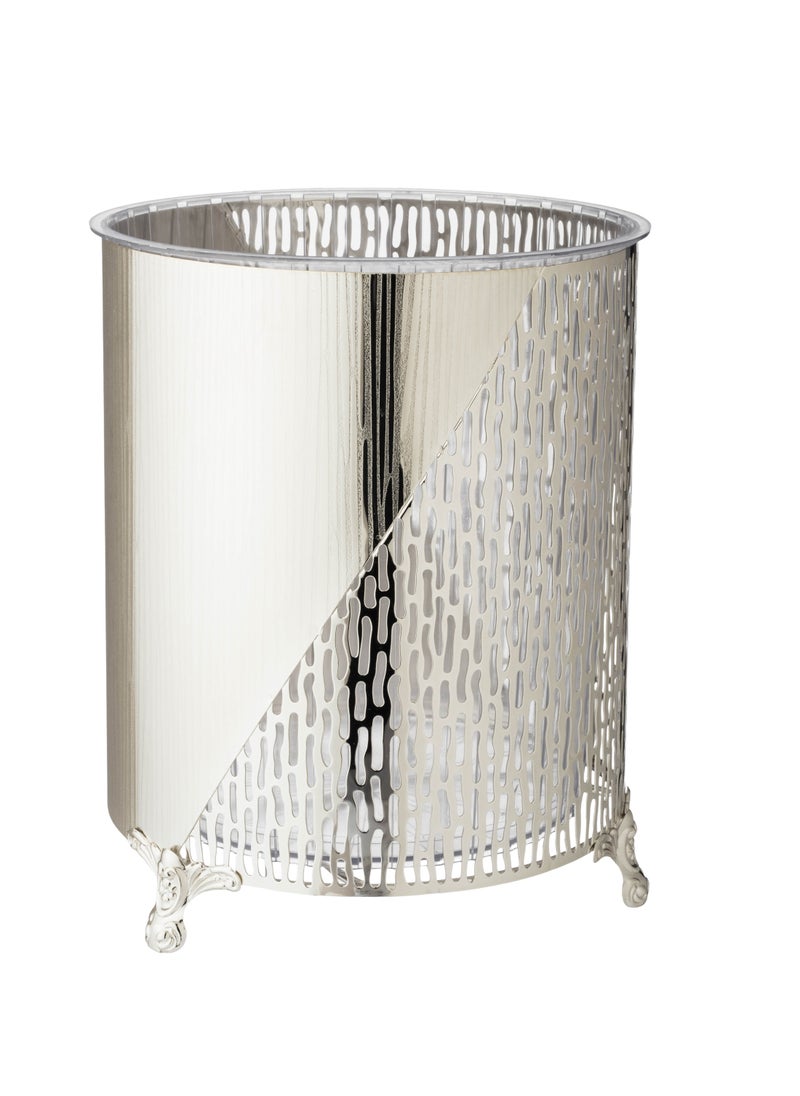 Dania - Silver metal napkin basket and box set - Image 1