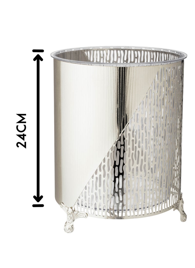 Dania - Silver metal napkin basket and box set - Image 1