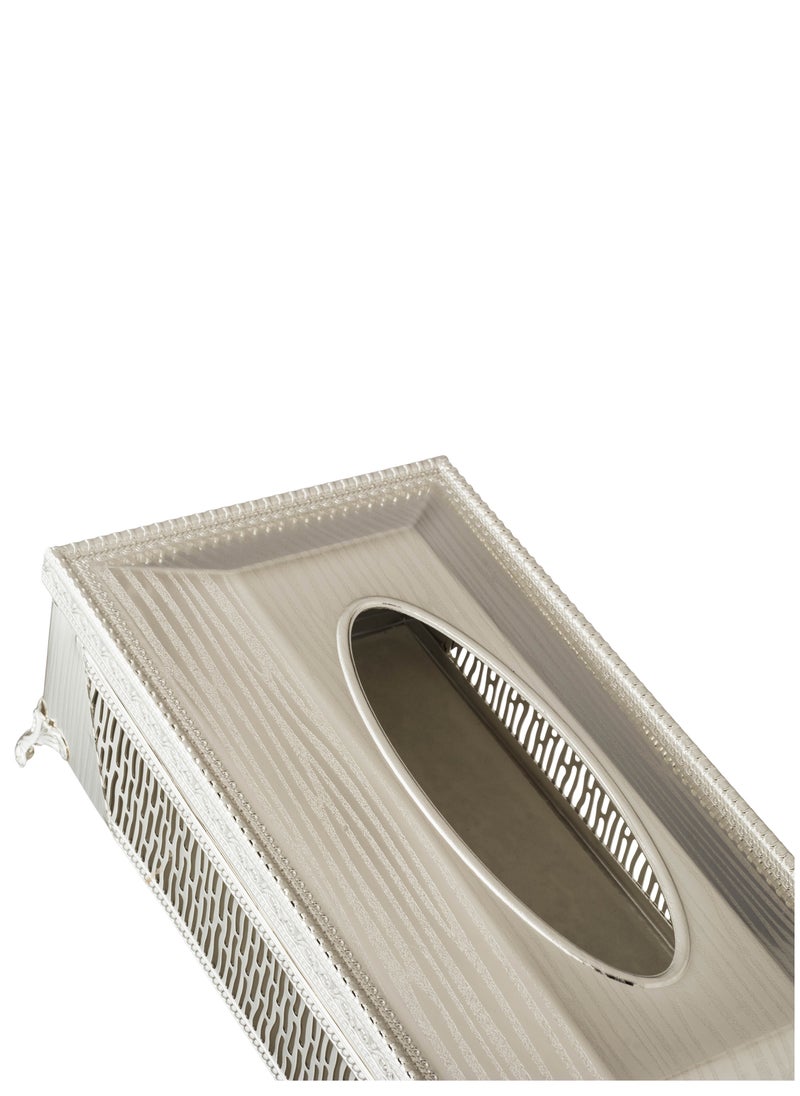 Dania - Silver metal napkin basket and box set - Image 1