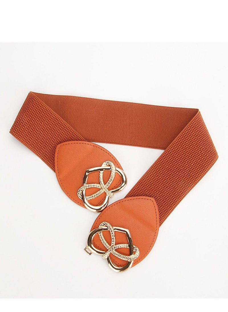 Loquat - Women's Summer Fecorative Jeans Fashion Trend Elastic Hidden Belt  67cm Brown - Image 1