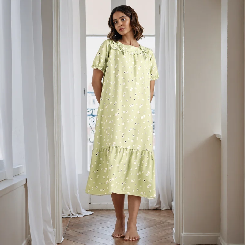 Splash FAV Floral Print Square Neck Night Dress