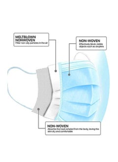 Dada 50-Pieces 3 Ply Disposable Face Mask For Adults Individually Packed Blue  - Image 4