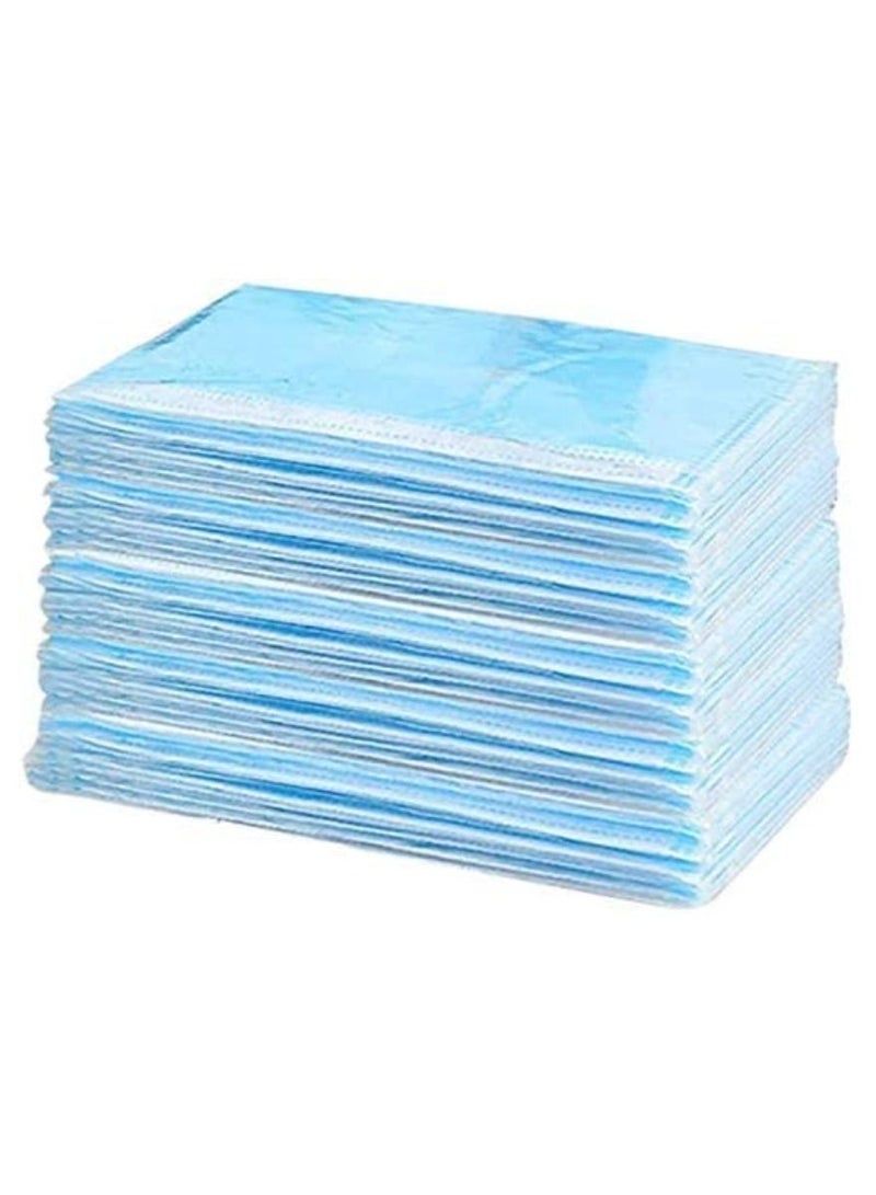 Dada 50-Pieces 3 Ply Disposable Face Mask For Adults Individually Packed Blue - Image 3