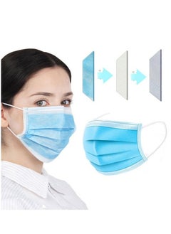 Dada 50-Pieces 3 Ply Disposable Face Mask For Adults Individually Packed Blue  - Image 2