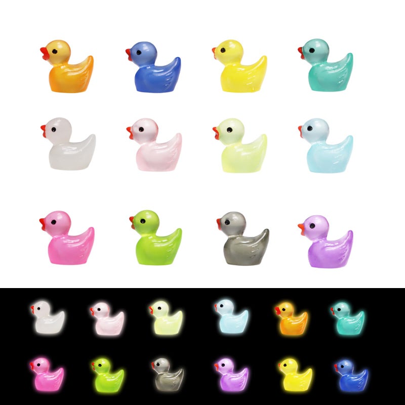 IEUHDKWL Mini Resin Ducks Luminous 16 Colors Tiny Ducks Miniature Duck Glow in The Dark Hide Glow in The Dark Miniature Figures for Micro Landscape Aquarium Party Decor (128PCS) - Image 2