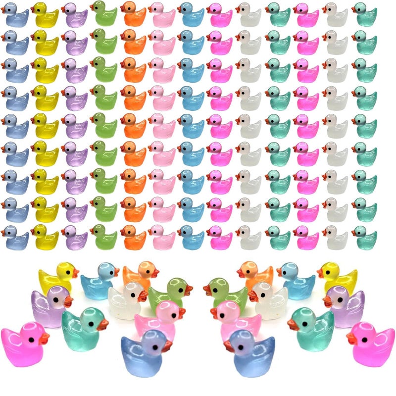 IEUHDKWL Mini Resin Ducks Luminous 16 Colors Tiny Ducks Miniature Duck Glow in The Dark Hide Glow in The Dark Miniature Figures for Micro Landscape Aquarium Party Decor (128PCS) - Image 1