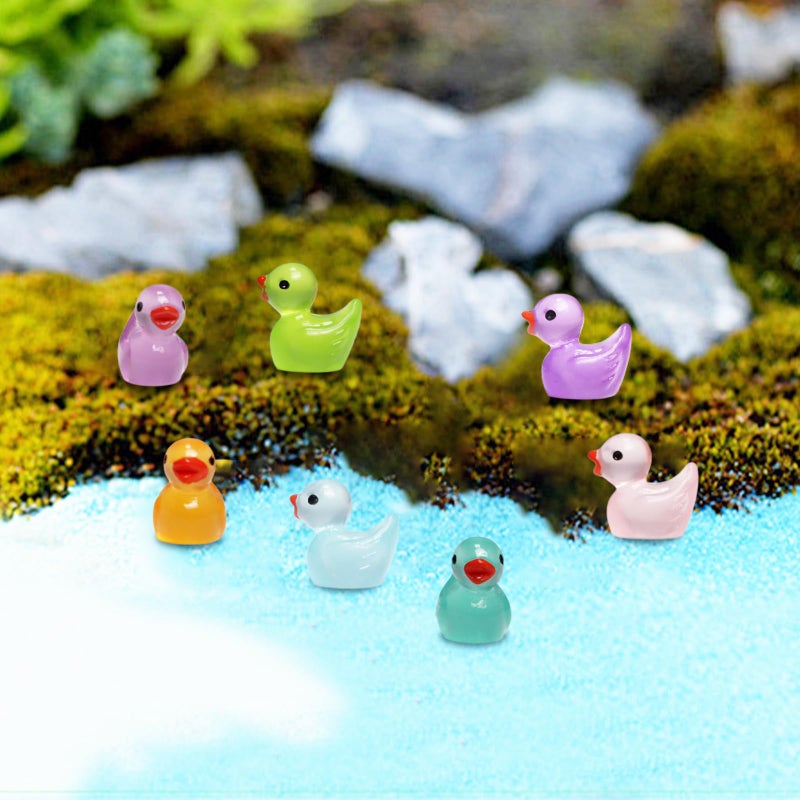 IEUHDKWL Mini Resin Ducks Luminous 16 Colors Tiny Ducks Miniature Duck Glow in The Dark Hide Glow in The Dark Miniature Figures for Micro Landscape Aquarium Party Decor (128PCS) - Image 3
