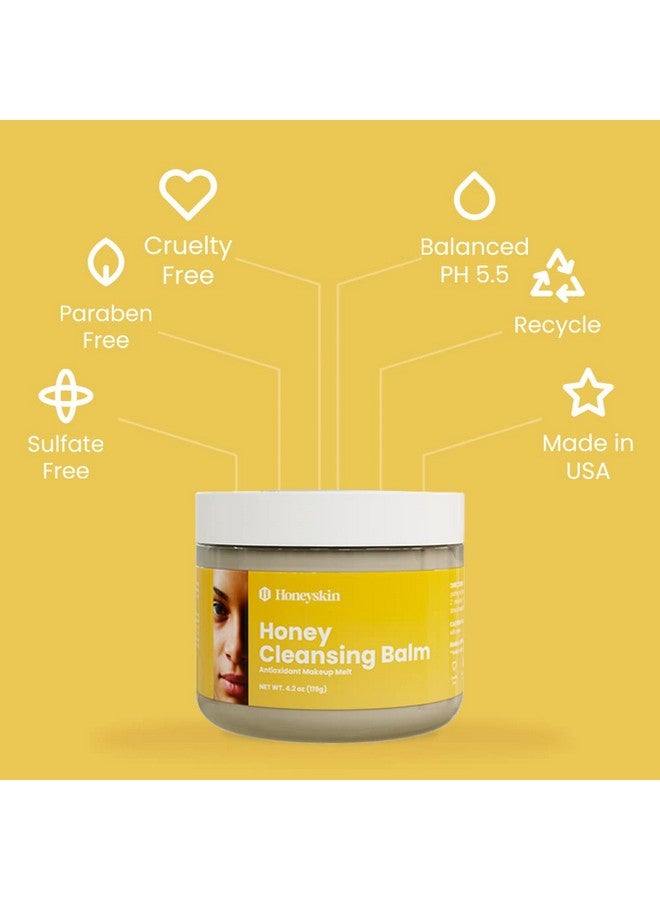 Honeyskin Honey Cleansing Balm Makeup Remover Face And Eye Makeup Remover For Sensitive Skin Face Wash Hydrating Facial Cleanser And Gentle To Face Makeup Melting Balm (4Oz) - Image 4