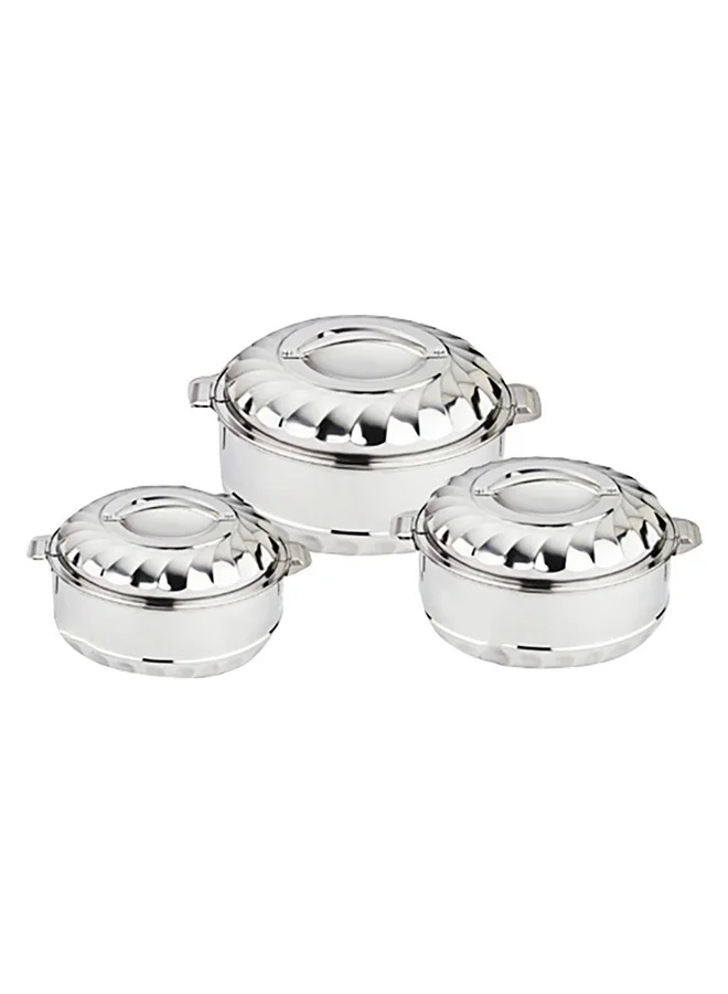 Bien Servi 3-Piece Stainless Steel Elegant Round Food Warmer Set with Lids Silver 25.6 x 22 x 25.6 cm DZW-F123
