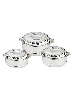 Bien Servi 3-Piece Stainless Steel Elegant Round Food Warmer Set with Lids Silver 25.6 x 22 x 25.6 cm DZW-F123 