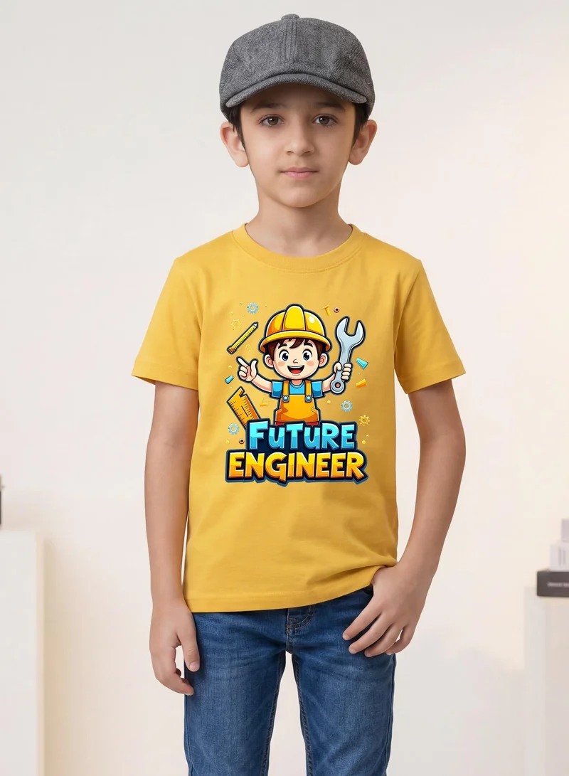 فنكار فنكار تي شيرت للأطفال للأولاد والبنات بتصميم المهندس المستقبلي