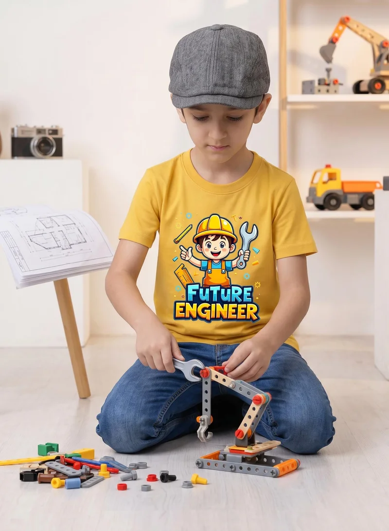فنكار فنكار تي شيرت للأطفال للأولاد والبنات بتصميم المهندس المستقبلي