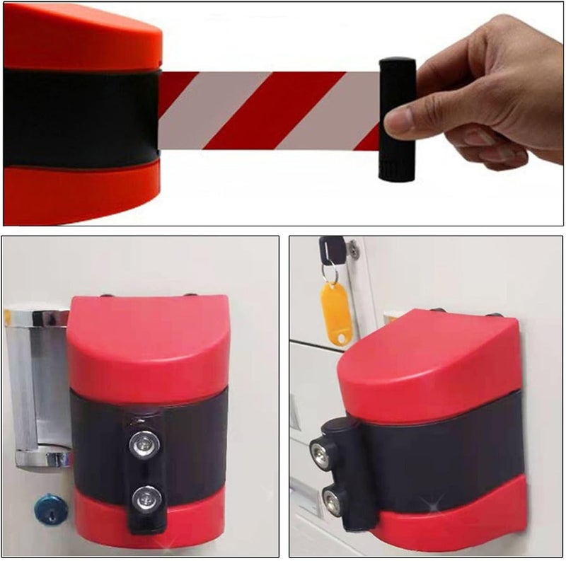 Red Attraction Retractable Belt Barrier, with Mounting Accessories,2/3/5/10M Wall Mount Safety Cordon Barrier,Queuing Safety Tape Cordon/a/5M/16.4Ft - Image 3