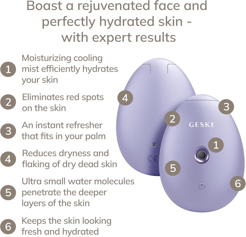 GESKE SmartAppGuided™ Facial Hydration Refresher | 4 in 1 | Water Atomiser | Face Steamer | Water Spray | Face Mister | Facial Cleansing Device | Spray Mist | Cosmetics | Natural Glow - Image 2