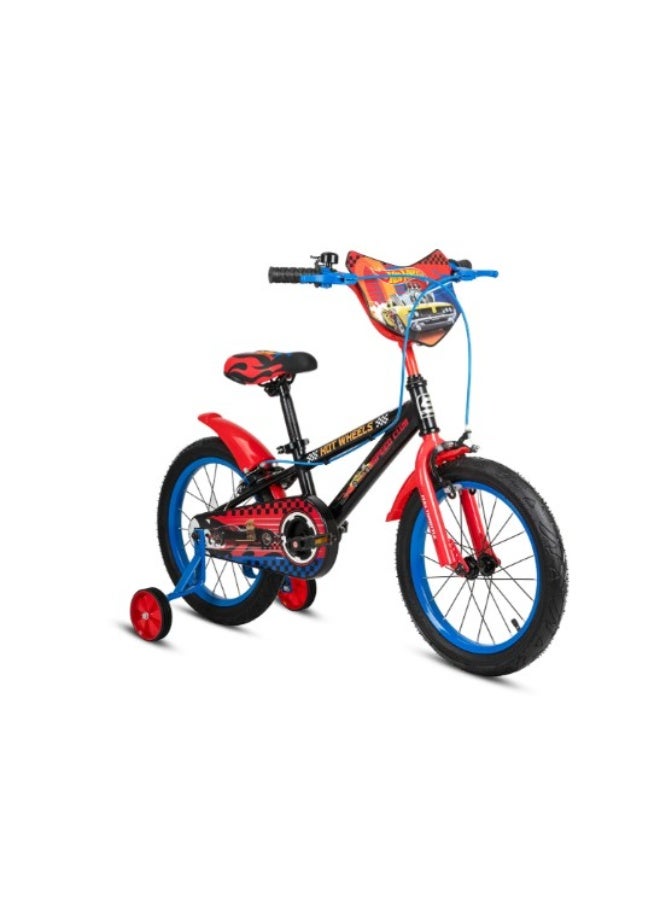 Spartan 16-Inch Hot Wheels Speed Club Kids Bicycle with Official Licensed Graphics, Lightweight Steel Frame, Adjustable Handlebars & Seat, Rear Caliper Brakes, Training Wheels, and Bell | SP-3214