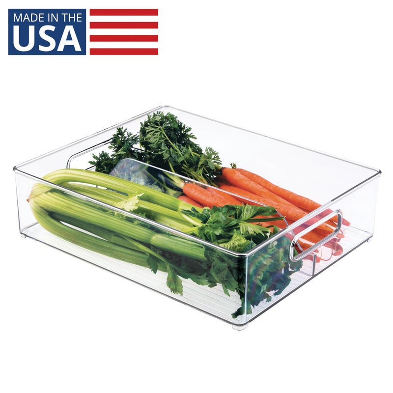InterDesign iDesign Divided Storage Bin with Handle for Pantry, Fridge, or Freezer, Clear, Made in USA - Image 2