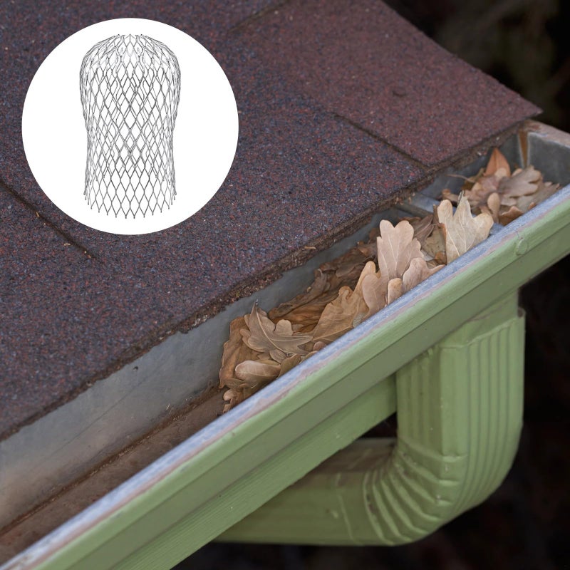 8 Pack Aluminum Gutter Downspout Guard Filter Expandable Mesh Cover Blocks Leaves Debris - Image 5