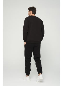 Four Man Black Crew Neck Sweatshirt 3 Thread Raised (100% Cotton)  - Image 3