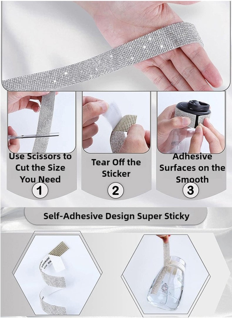 Generic - 2pc 2cm*90cm Self Adhesive Crystal Rhinestone Diamond Ribbon,BlingBling Crystal Rhinestones Sticker DIY Car Decoration Sticker Glitter Rhinestones Gem Stickers 4Rolls - Image 1