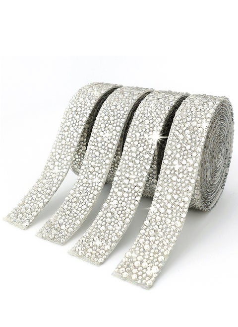 2pc 2cm*90cm Self Adhesive Crystal Rhinestone Diamond Ribbon,BlingBling Crystal Rhinestones Sticker DIY Car Decoration Sticker Glitter Rhinestones Gem Stickers 4Rolls