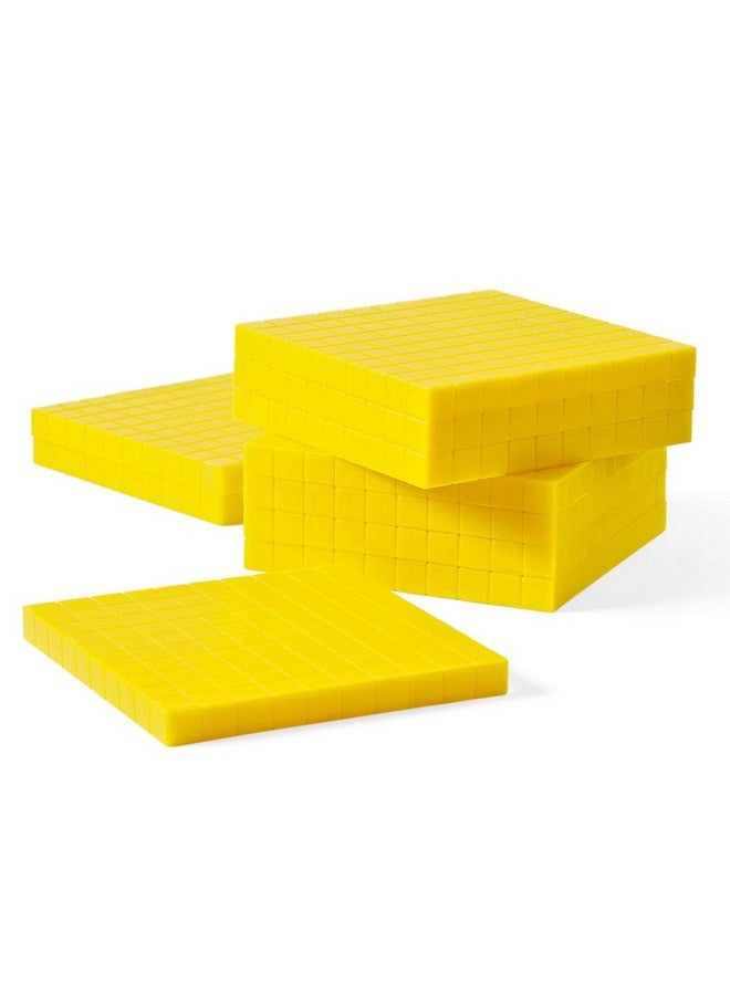 hand2mind hand2mind Yellow Plastic Base Ten Blocks Flats Set, Place Value Blocks, Counting Cubes for Kids Math, Base Ten Blocks Classroom Set, Math Blocks Kindergarten, Base 10 Math Manipulatives (Set of 10) - Image 1