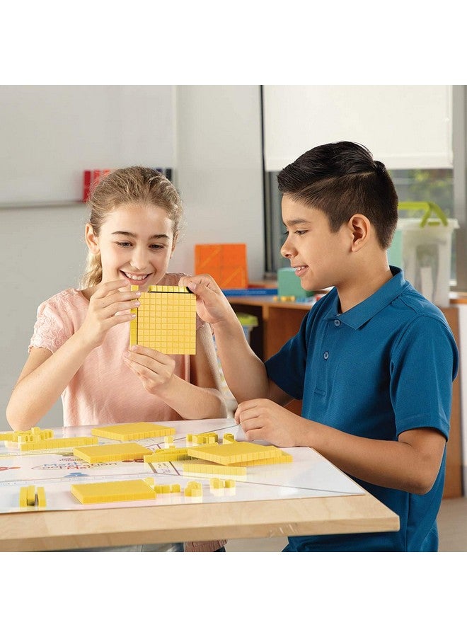 hand2mind hand2mind Yellow Plastic Base Ten Blocks Flats Set, Place Value Blocks, Counting Cubes for Kids Math, Base Ten Blocks Classroom Set, Math Blocks Kindergarten, Base 10 Math Manipulatives (Set of 10) - Image 3