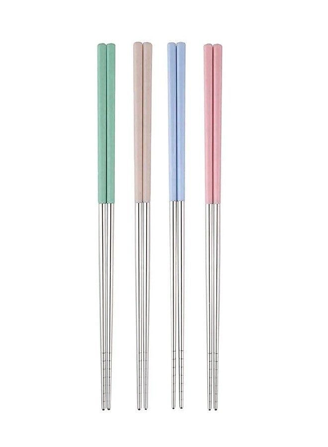 Evaluemart Reusable Stainless Steel Chopsticks 2 Pairs, Multicolor, Dishwasher Safe, Perfect for Sushi & Noodles - Image 1