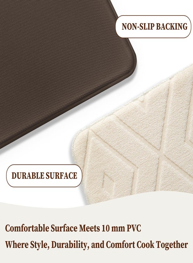 Tritard Kitchen Mats for Floor Absorbent High-Low Polypropylene PVC Cushioned Mat Set of 2 Non Slip Anti Fatigue Kitchen Rugs 1/2 Inch Comfort Standing Textured Rhombus Mats Sets, 17.3"x28"+17.3"x47", Beige - Image 5