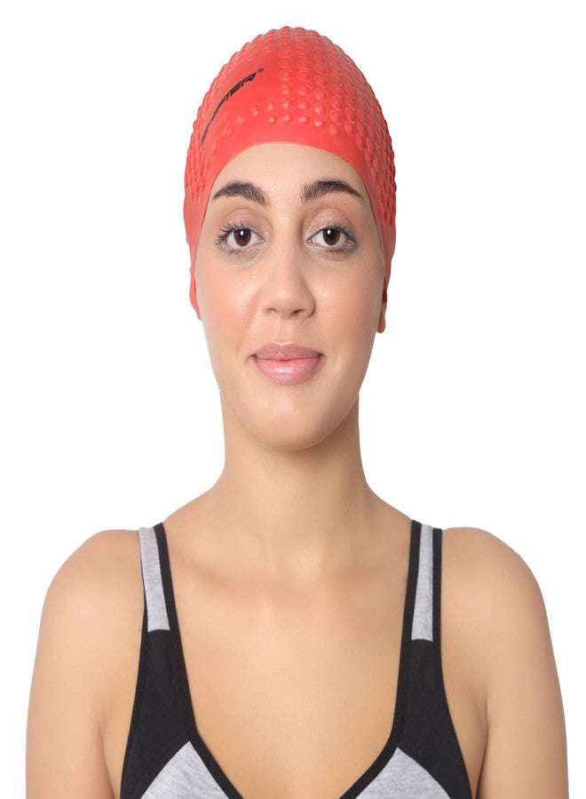SHIFTER Red Silicone Unisex Swimming Cap with Ear Protection, Swimming Cap for Men, Women,Suitable for Long Hair. - Image 3