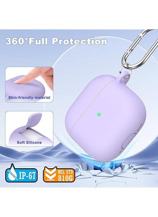 erorex - 4 In 1 Case Compatible With Airpods 4 With Active Noise Cancellation With Keychain & Lanyard Soft Silicone Shockproof Wireless Charging Cover With Cleaning Kit Purple - Image 1