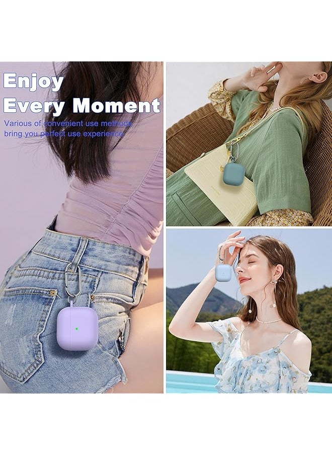 erorex - 4 In 1 Case Compatible With Airpods 4 With Active Noise Cancellation With Keychain & Lanyard Soft Silicone Shockproof Wireless Charging Cover With Cleaning Kit Purple - Image 1