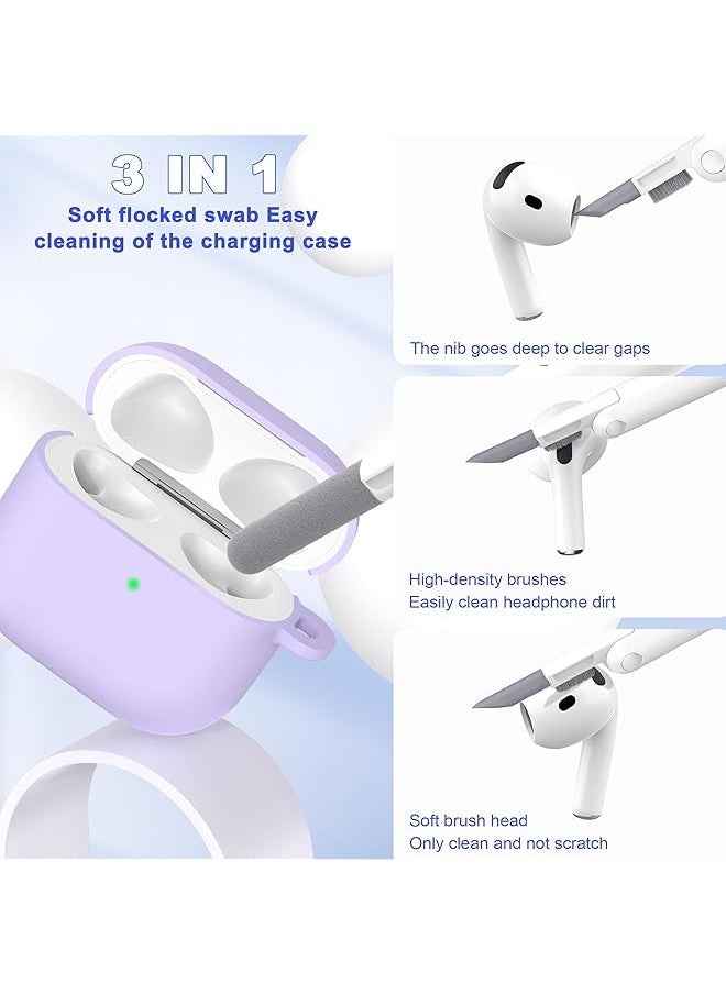 erorex - 4 In 1 Case Compatible With Airpods 4 With Active Noise Cancellation With Keychain & Lanyard Soft Silicone Shockproof Wireless Charging Cover With Cleaning Kit Purple - Image 1