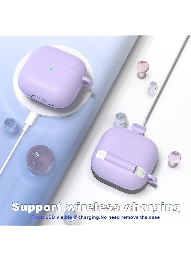 erorex - 4 In 1 Case Compatible With Airpods 4 With Active Noise Cancellation With Keychain & Lanyard Soft Silicone Shockproof Wireless Charging Cover With Cleaning Kit Purple - Image 1