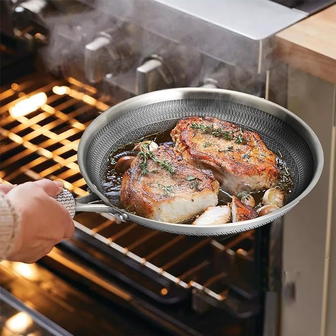 HOMETIC Professional Nonstick Frying Pan Lightweight Premium Stainless Steal Non Stick Frying Pans with Ergonomic Handle PFOA Free for Healthy Cook 20 CM