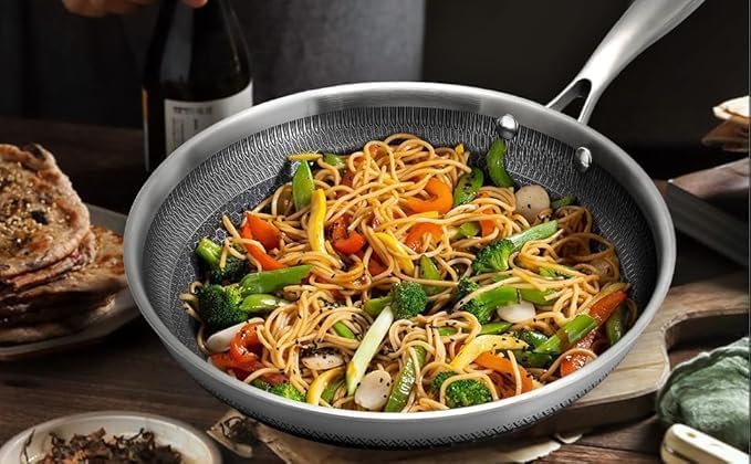 HOMETIC Professional Nonstick Frying Pan Lightweight Premium Stainless Steal Non Stick Frying Pans with Ergonomic Handle PFOA Free for Healthy Cook 20 CM