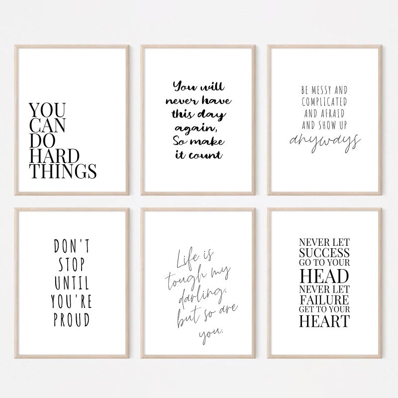 Youillne Office Inspirational Wall Art Decor Motivational Quotes Canvas Wall Art Positive Classroom Posters Pictures Office Inspirational Work Artwork for Women Home Bedroom 12x16 Inch Unframed Set of 6 - Image 2