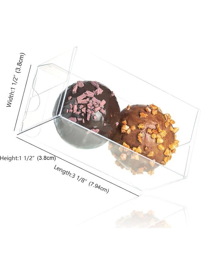 TEMLQPACK Clear Small Chocolate Boxes (3.1 x 1.5 x 1.5 inches, 45 Pack) for 2 Truffles - Wedding Favor Party Candy Gift Boxes - Image 3