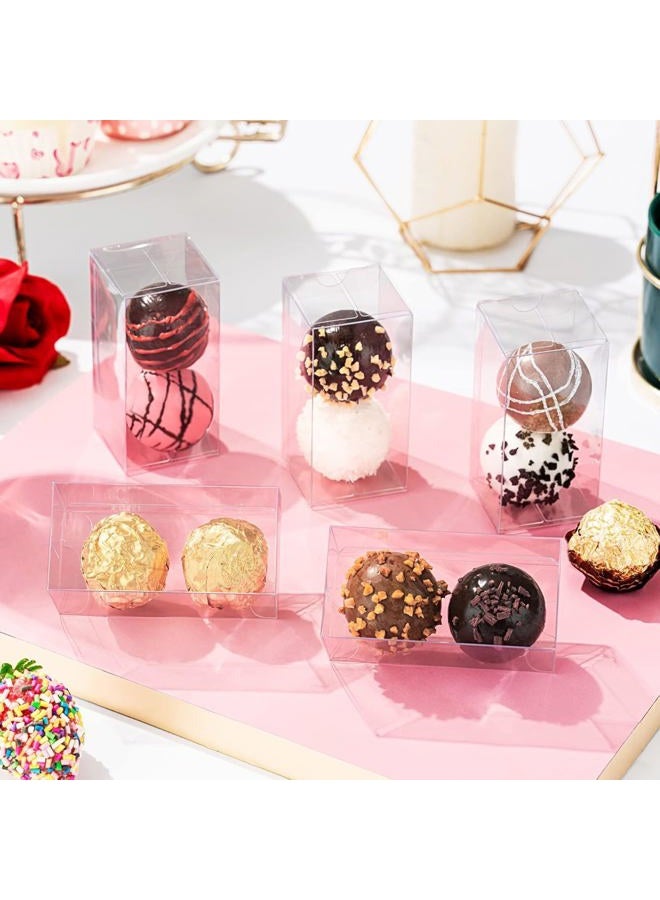 TEMLQPACK Clear Small Chocolate Boxes (3.1 x 1.5 x 1.5 inches, 45 Pack) for 2 Truffles - Wedding Favor Party Candy Gift Boxes - Image 2