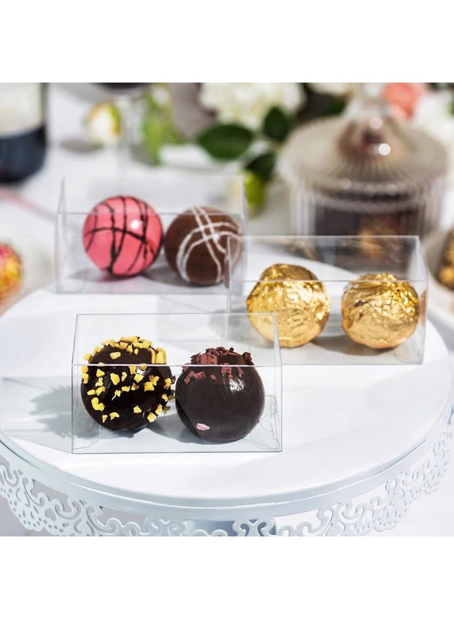 TEMLQPACK Clear Small Chocolate Boxes (3.1 x 1.5 x 1.5 inches, 45 Pack) for 2 Truffles - Wedding Favor Party Candy Gift Boxes - Image 4