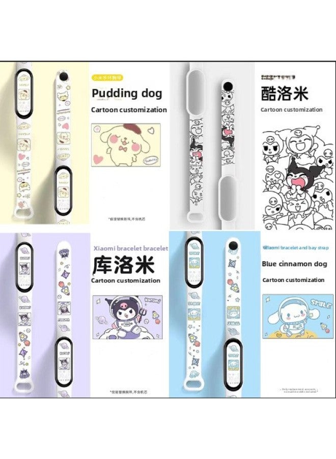 For Mi Band 3/4 Strap Mi Band 5/6 Generation Cartoon Printed Mi Band 7 Replacement Wristband Now-Color:Wild Rose-Specifications:M 7/6/5  - Image 2