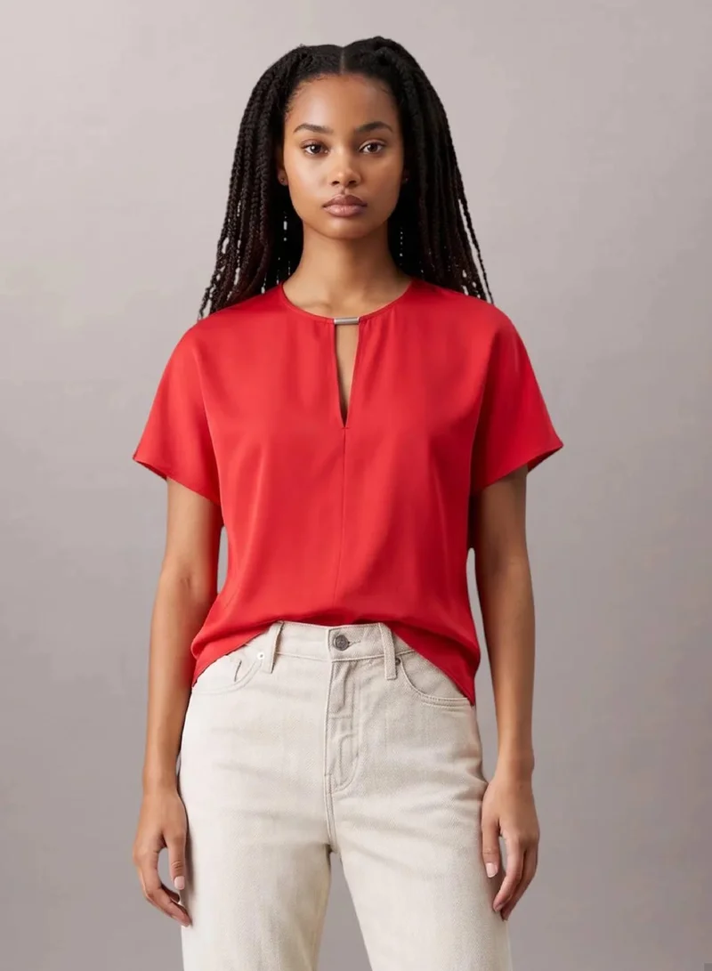 Relaxed Shiny Satin Blouse