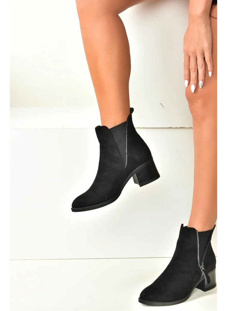 Fox Shoes Black Suede Low Heeled Women's Casual Boots N518900902