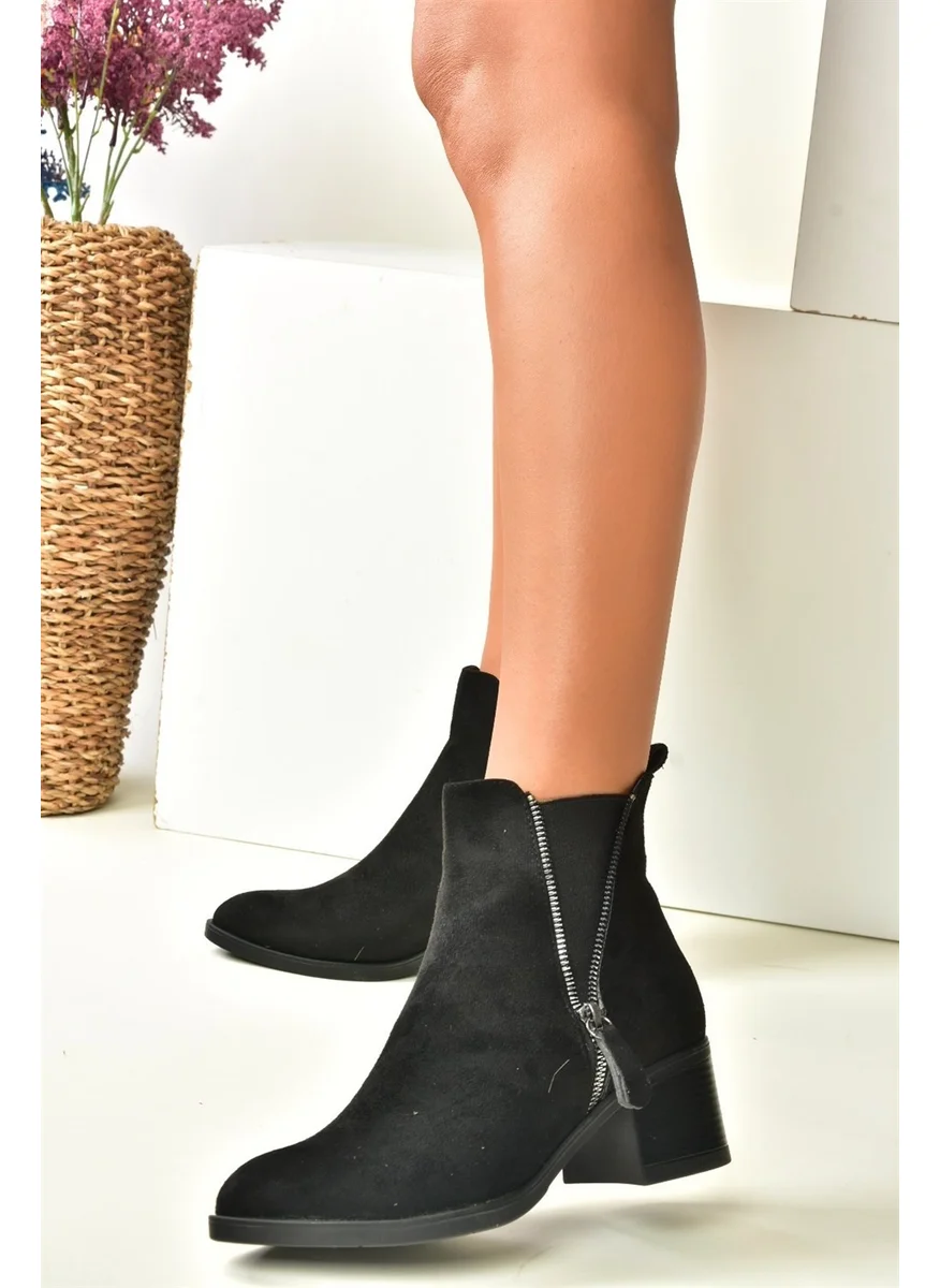 Fox Shoes Black Suede Low Heeled Women's Casual Boots N518900902