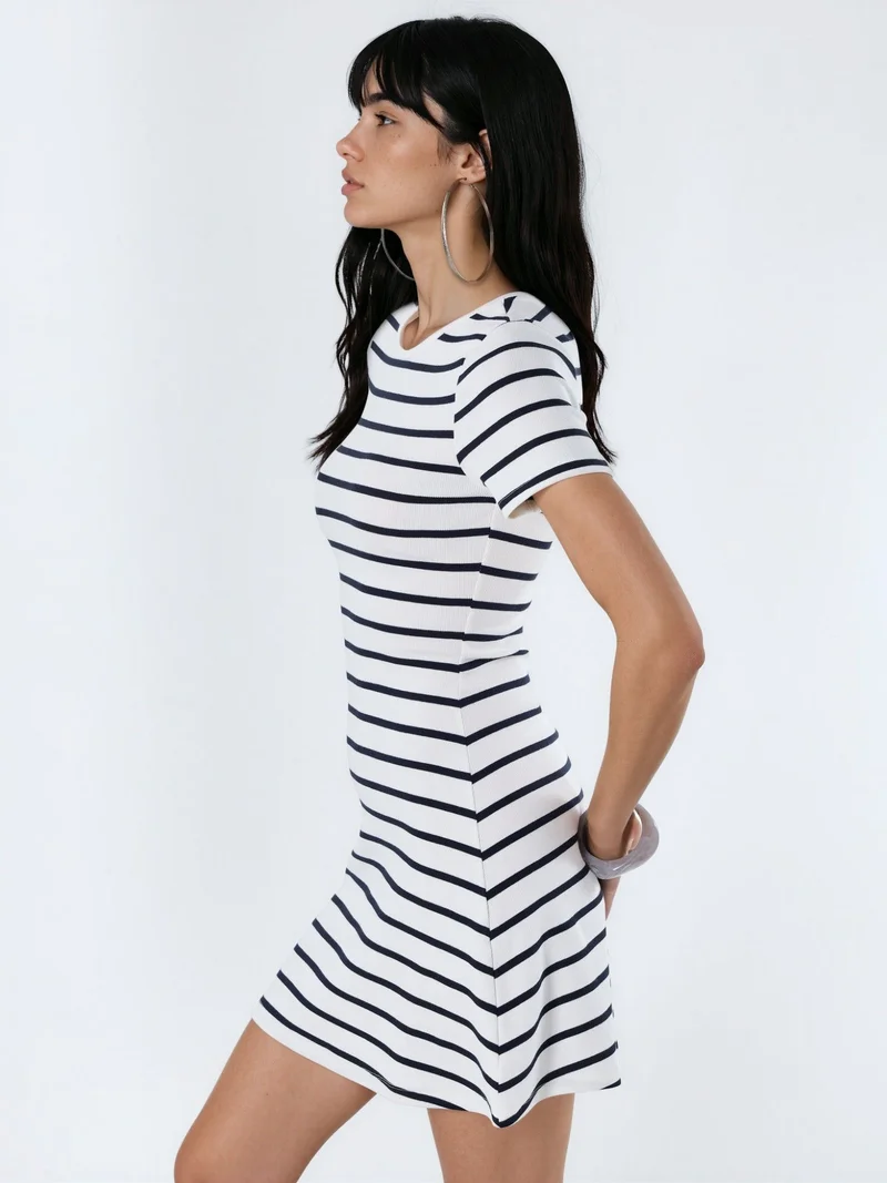 Busem BUSEM Striped Crew Neck Mini T-Shirt Dress