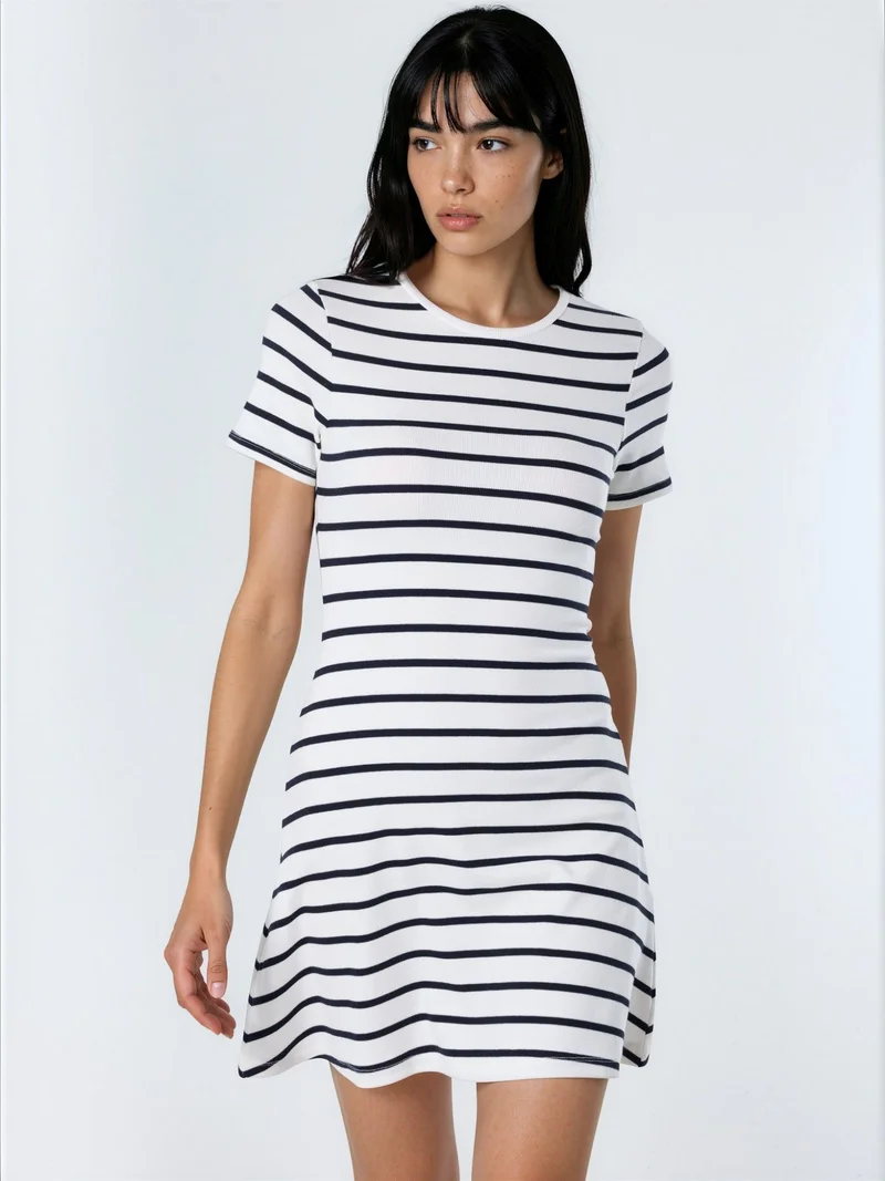 Busem BUSEM Striped Crew Neck Mini T-Shirt Dress