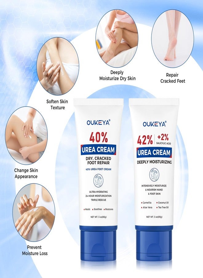OUKEYA Urea Cream 40 Percent Tube 3 Oz, Foot & Hand Cream for Dry Cracked, 42 per Urea Lotion for Feet Maximum Strength, 85g, 2 Pack - Image 5