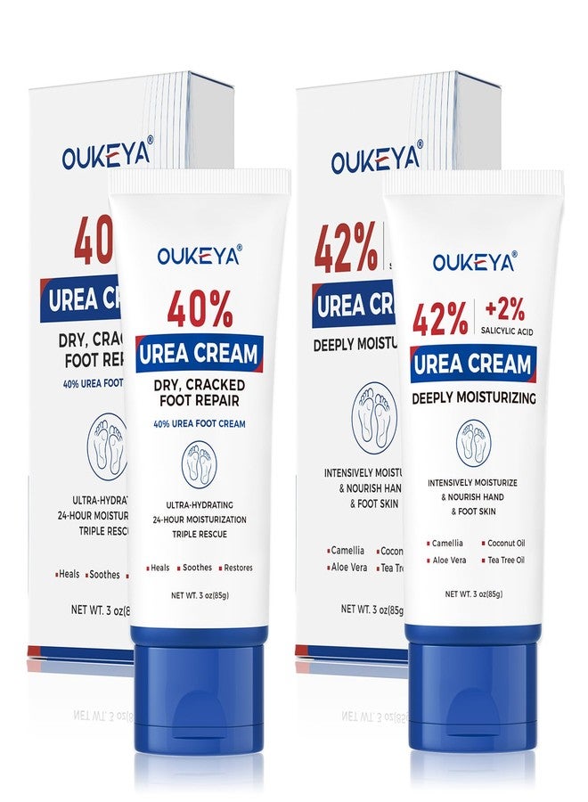 OUKEYA Urea Cream 40 Percent Tube 3 Oz, Foot & Hand Cream for Dry Cracked, 42 per Urea Lotion for Feet Maximum Strength, 85g, 2 Pack - Image 1