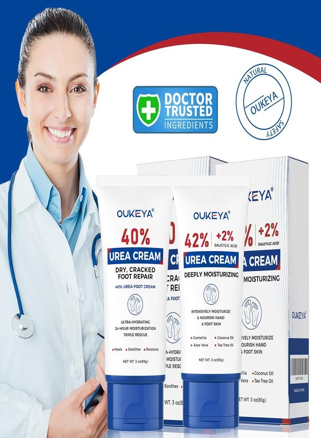 OUKEYA Urea Cream 40 Percent Tube 3 Oz, Foot & Hand Cream for Dry Cracked, 42 per Urea Lotion for Feet Maximum Strength, 85g, 2 Pack - Image 3
