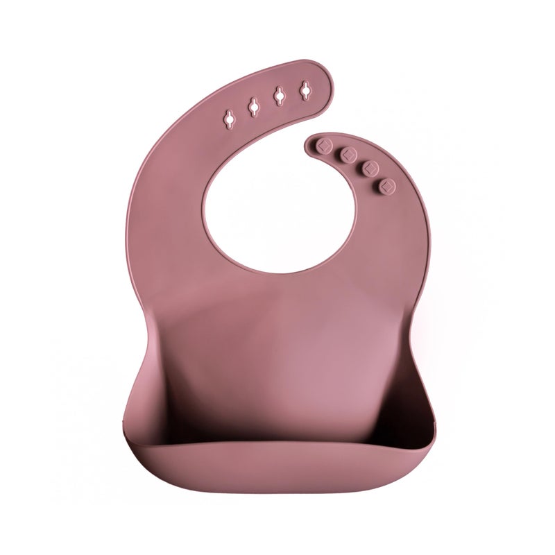 mushie Silicone Baby Bib | Adjustable Fit Waterproof Bibs (Dusty Rose) - Image 1